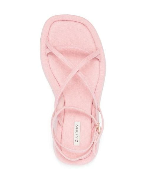 Gia Borghini Pink Multi-Way Strap Flatform Sandals