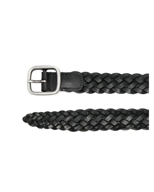 Andersons Black Braided Leather Belt for men