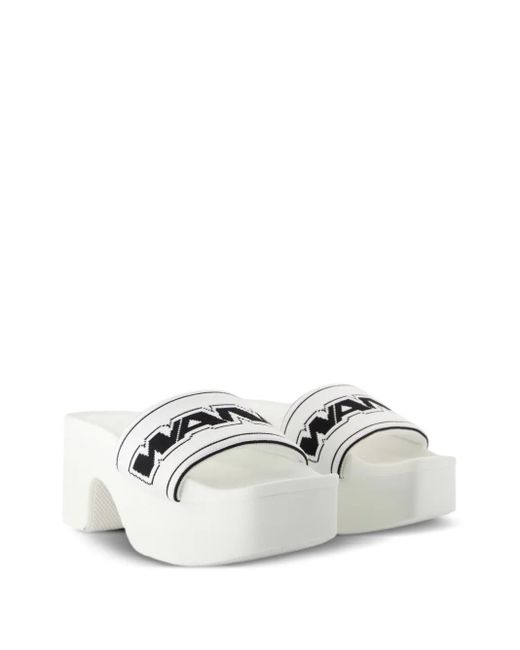 Alexander Wang White Logo Platform Sandals