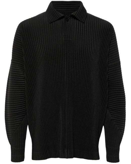 Homme Plissé Issey Miyake Black Mc August Pleated Polo Shirt for men