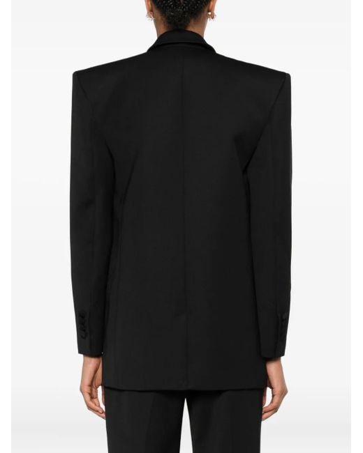 Nissa Black Shawl-Lapel Double-Breasted Blazer
