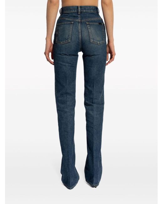 Saint Laurent Blue Slim-Fit-Jeans mit hohem Bund