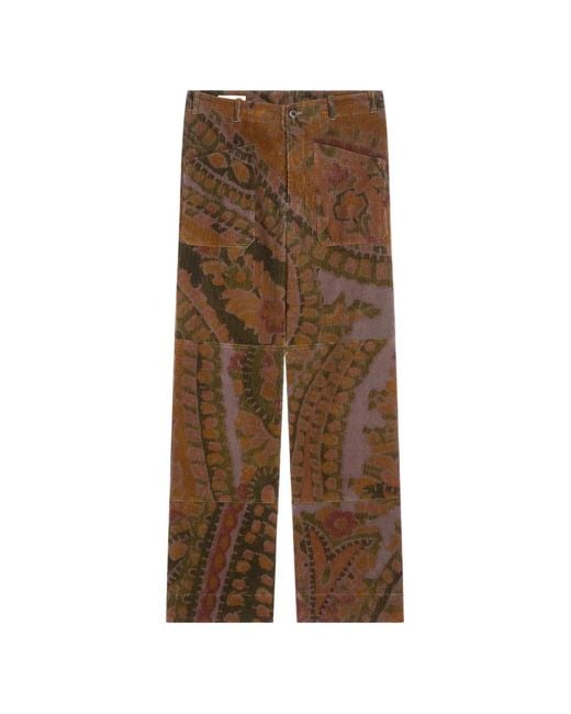 Dries Van Noten Brown Printed Workwear Pants for men