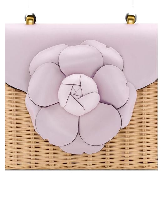Oscar de la Renta Pink Mini Tro Flower-Appliqué Tote Bag