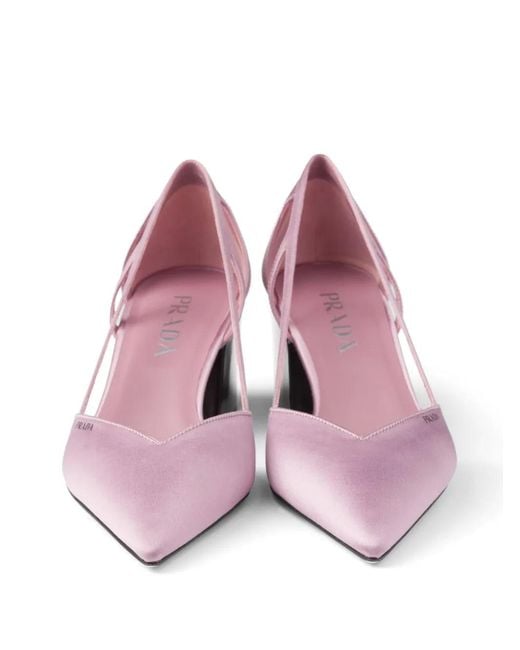 Prada Purple Satin Cut-Out Pumps