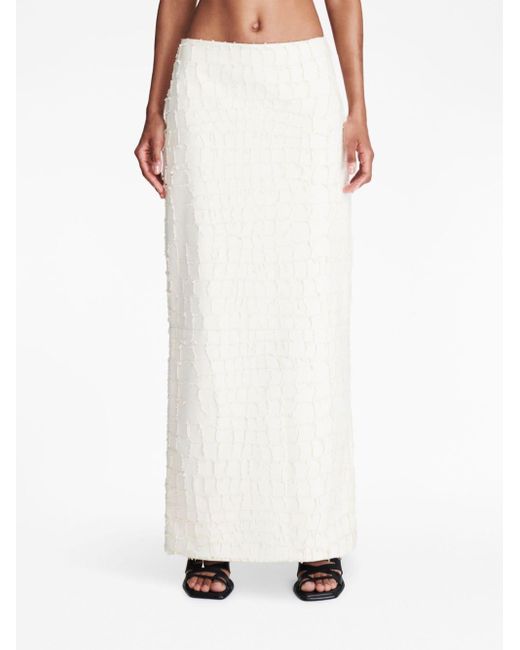 Dion Lee Snake Etched Leather Maxi Skirt in White | Lyst