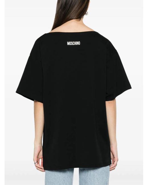 Moschino Black Motif-Print Cotton T-Shirt