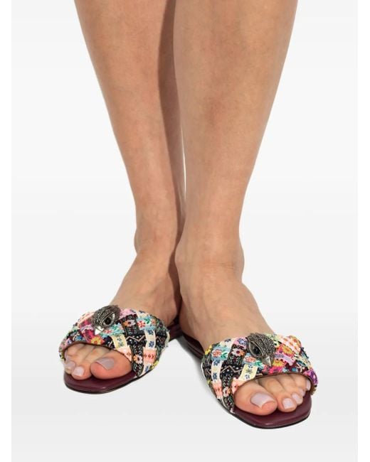 Kurt Geiger Black Flache Sandalen mit Verzierung