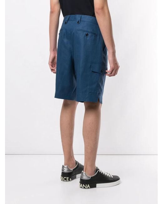 Dolce & Gabbana Blue Linen Bermuda Shorts for men