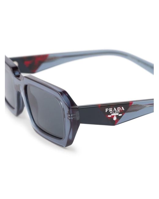 Prada Blue Triangle-logo Rectangle-frame Sunglasses