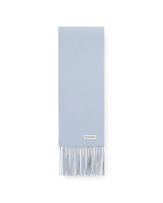 Burberry Blue Narrow Check-Label Cashmere Scarf