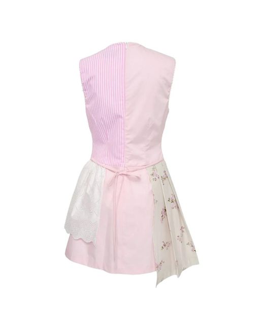 MSGM Pink Robe Courte À Design Patchwork