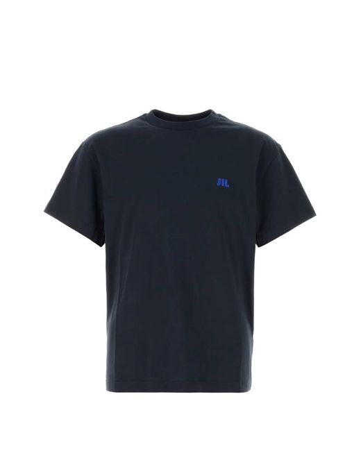 Jil Sander Blue T-Shirt With Embroidered Logo for men