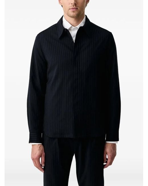 Sisley Black Pinstripe-Pattern Shirt Jacket for men