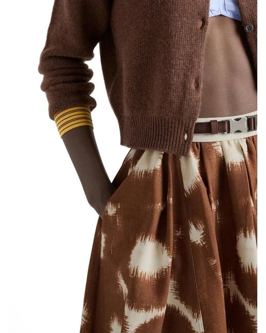 Prada Canvas Rok Met Print in het Brown