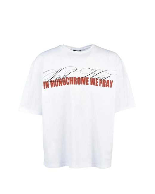 LAST NEST White Graphic-Print Box-Silhouette T-Shirt for men
