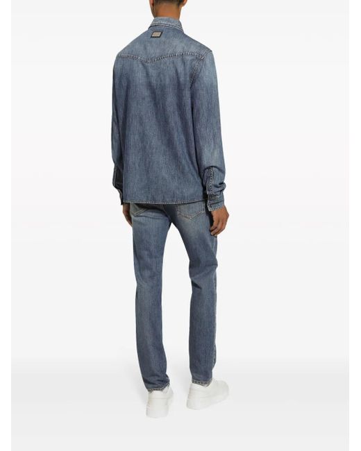 Dolce & Gabbana Blue Timeless Collared Button-Up Denim Shirt For for men