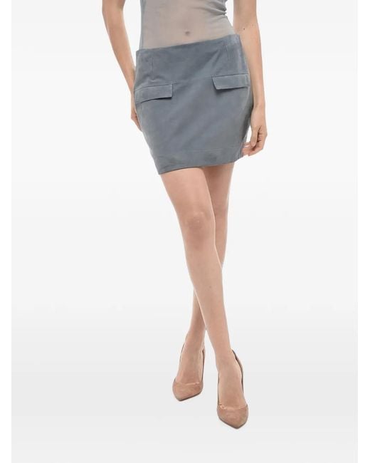 Loulou de Saison Blue Flap-Pocket Mini Skirt