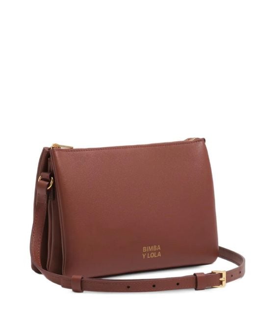 Bimba Y Lola Brown Zip Tote Bag