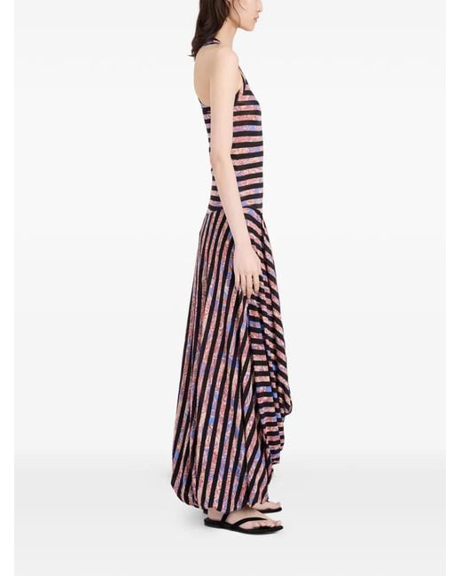 Proenza Schouler Purple Nour Printed Striped Midi Dress