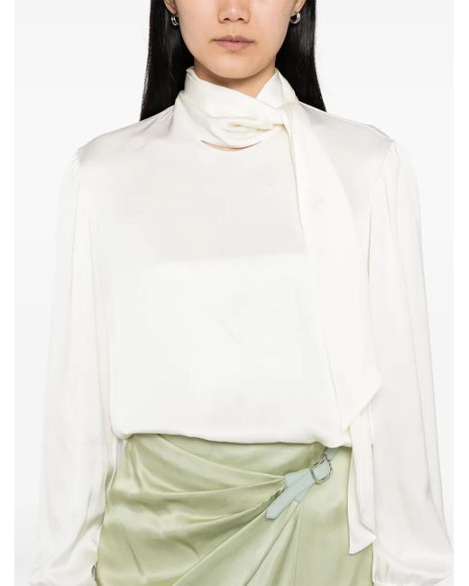 Tom Ford リボンディテール サテンブラウス White