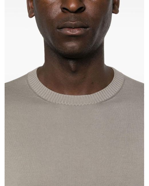 Malo Gray Ribbed Cotton Jumper for men