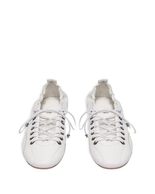 Bernardo White Lace-Up Billie Ballet Flats