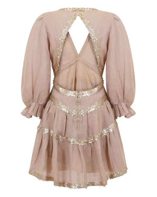 SANA OSMANI Brown Miriam Open-Back Mini Dress