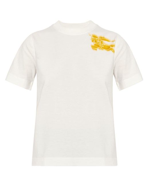 Burberry White EKD T-Shirt mit Logo-Print