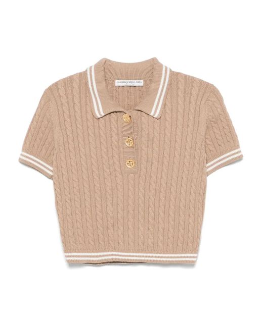 Alessandra Rich Natural Cable-Knit Polo Shirt