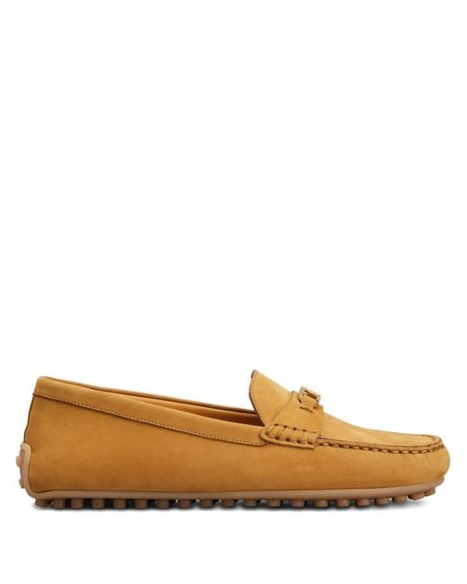 Tod's Brown T-Buckle Topstitched Loafers