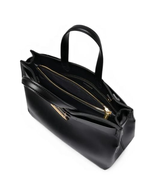 Lancel Black M Angele Buckle-Detail Leather Tote Bag