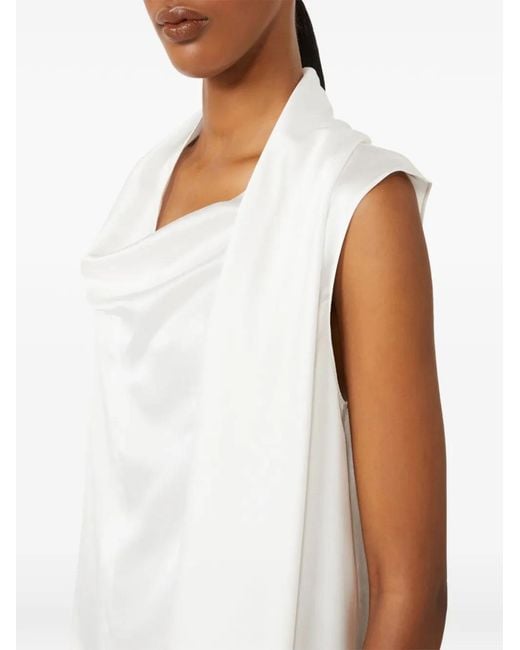 Max Mara White Drape Sleeveless Blouse