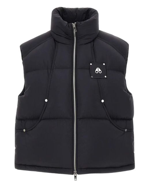 Moose Knuckles Black Wrap-Collar Puffer Vest