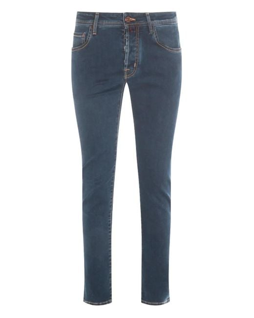 Jacob Cohen Blue Button-Fly Jeans for men