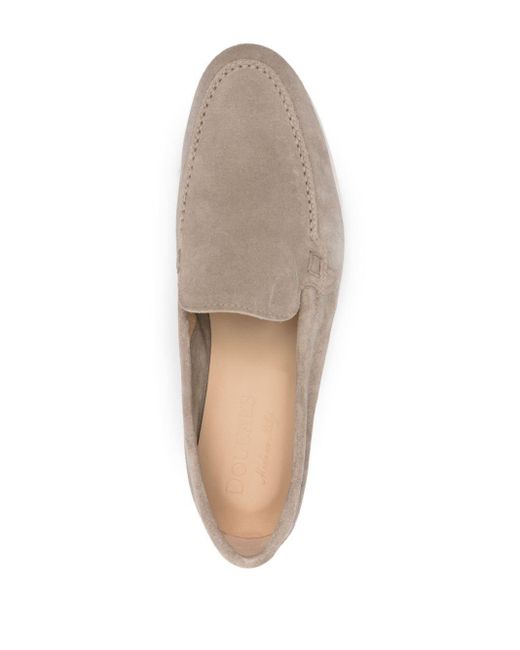 Doucal's Gray Almond-toe Suede Loafers