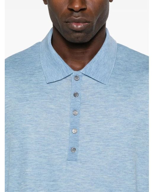 Thom Browne Blue Stripe-Detail Polo Shirt for men