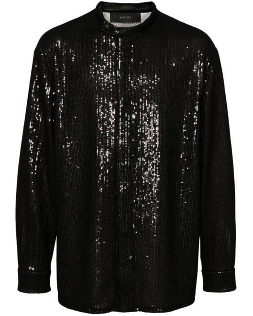 Amiri Sequin-embellished long-sleeve shirt in Black für Herren