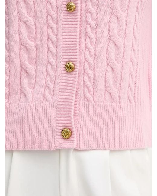 Barbour Pink Elina Cable Knit Button Cardigan