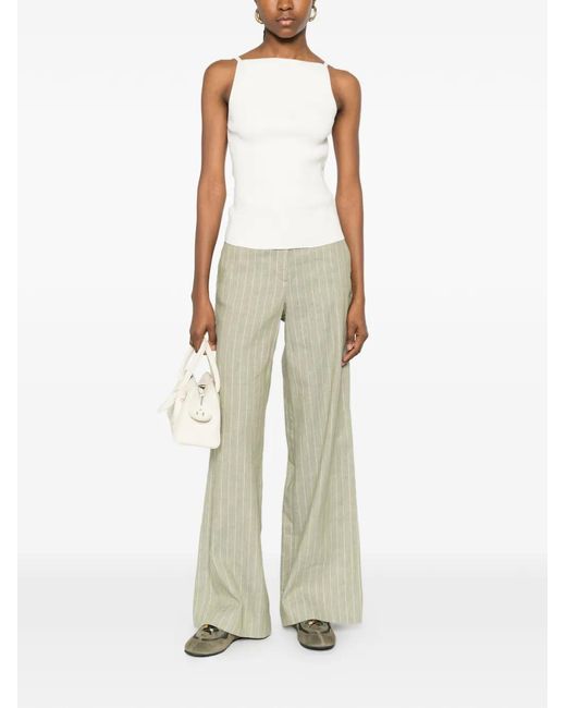 Maje White Square-Neck Ribbed Top