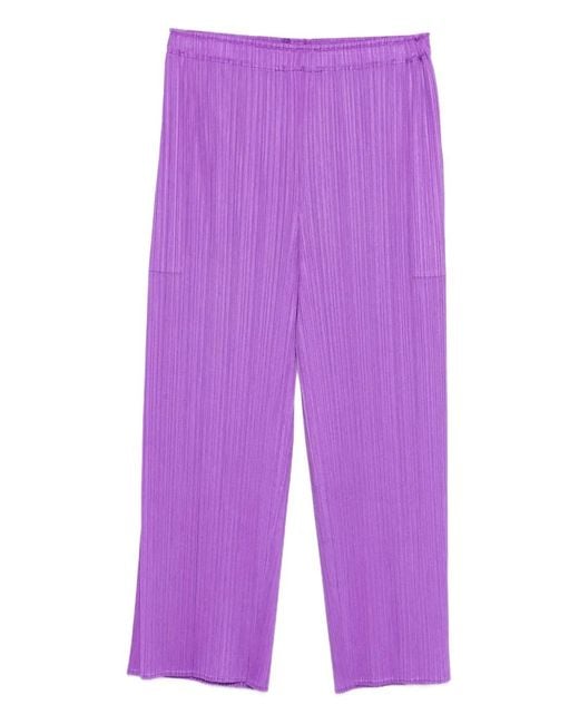 Pleats Please Issey Miyake Purple August Pleated Pocket Trousers
