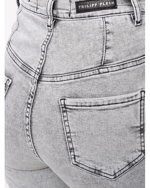 Philipp Plein Gray High-Rise Skinny Jeans