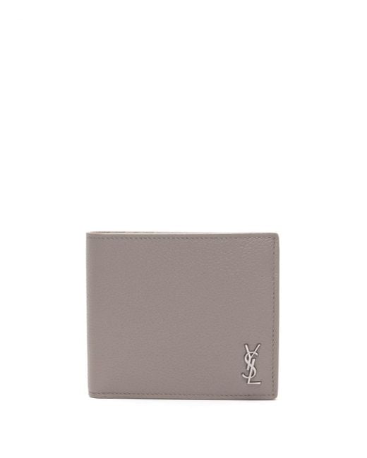 Saint Laurent Gray Bi-fold Leather Wallet for men