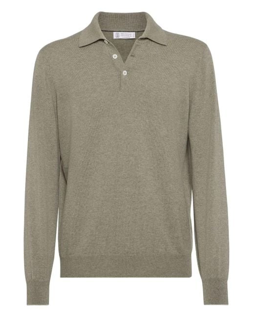 Jersey con cuello de polo Brunello Cucinelli de hombre de color Gray