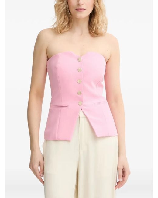 Morgan Pink Strapless Button-Up Top