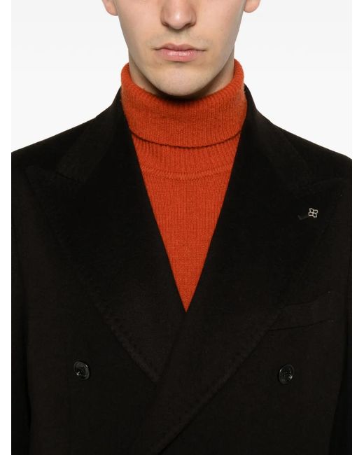 Tagliatore Black Double-Breasted Peak-Lapel Blazer for men