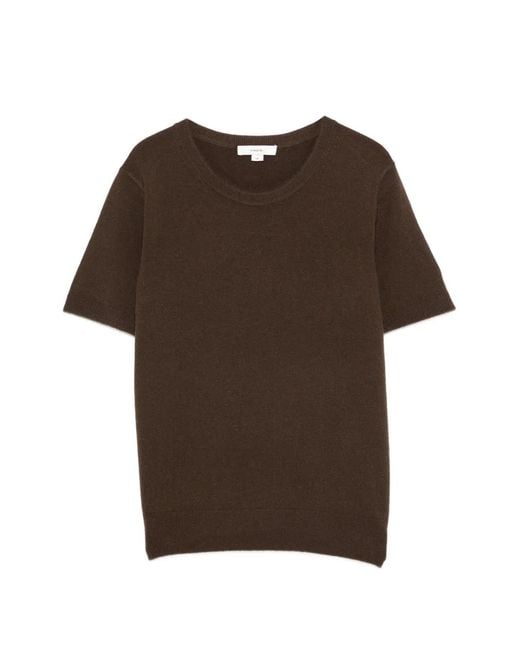 Vince レディース ブラウン クルーネック Tシャツ