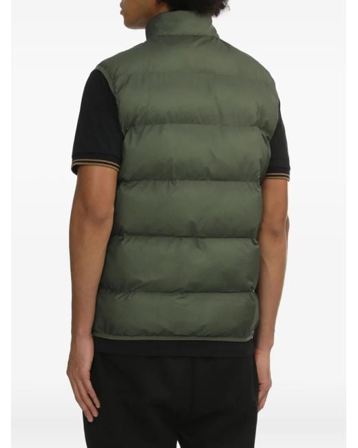 Fred Perry Green Quilted Puffer Vest for men