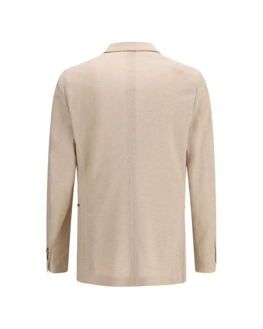 Lardini Natural Double-Breasted Patch-Pocket Blazer for men