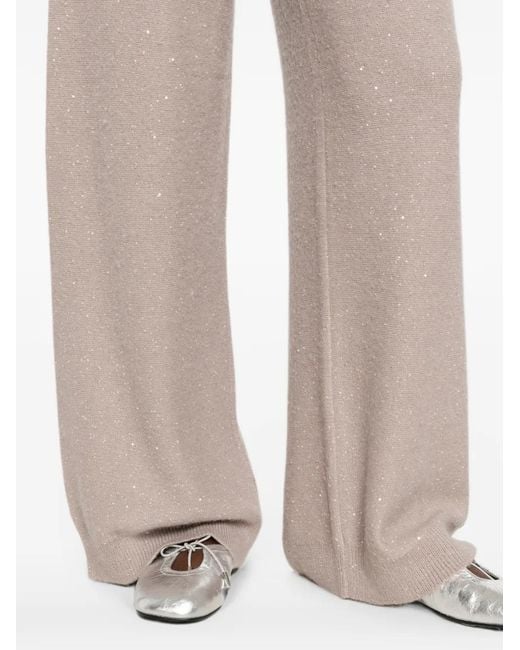 Fabiana Filippi Natural Pantalon En Maille À Sequins